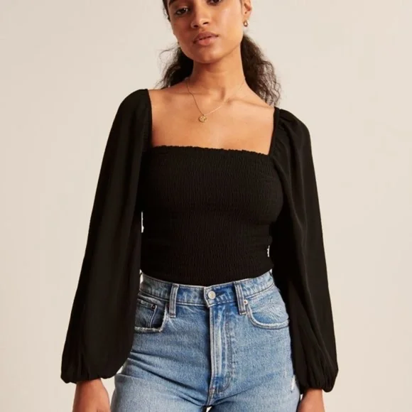 UNOF sleeve cut tops 【Black】 Off Shoulder Cut Out Long Sleeve Black | Garage